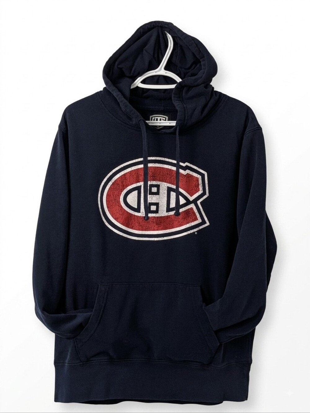 Montreal Canadiens NHL Distressed Logo Navy Blue Pullover Hoodie Size L